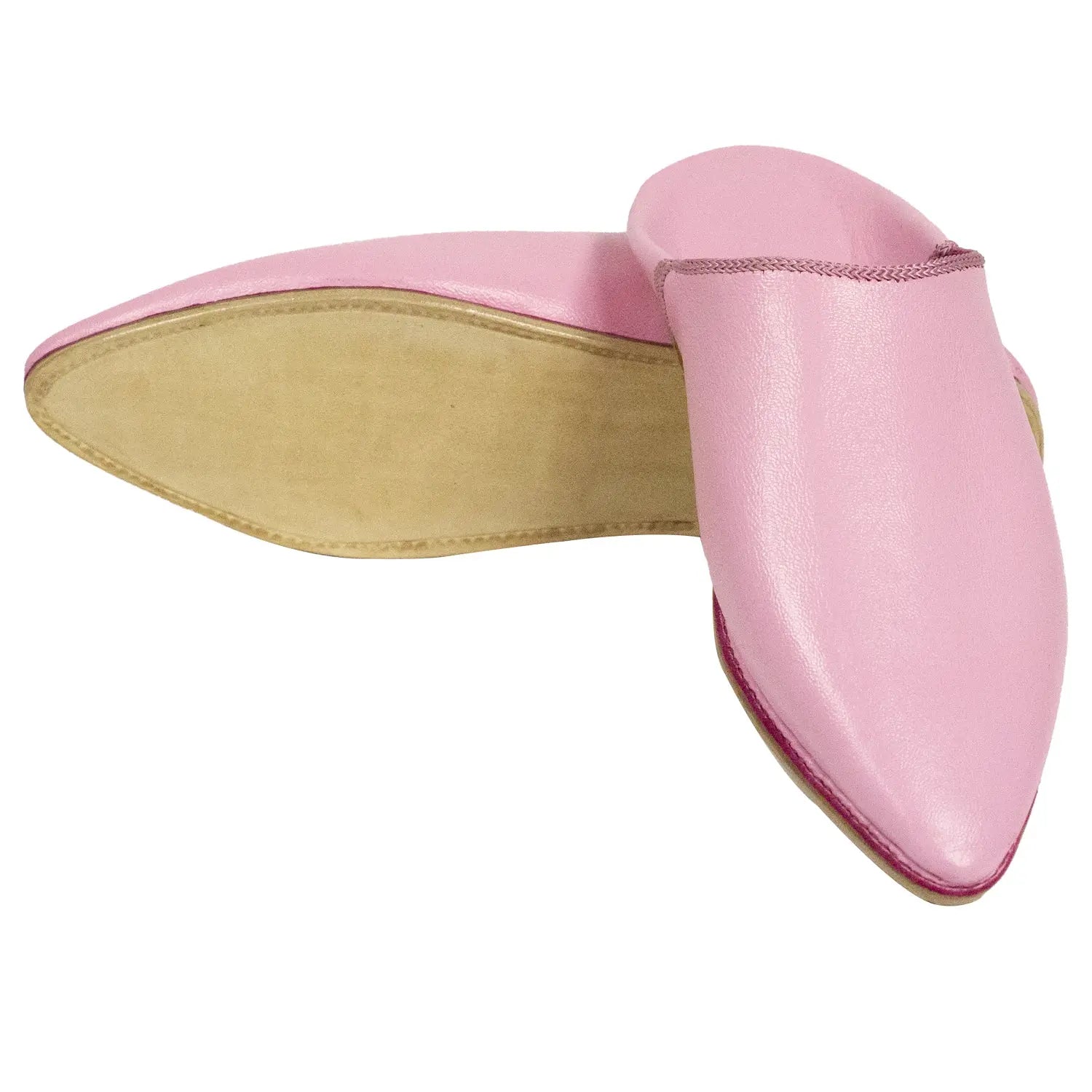 Men's Pointed Pink Moroccan Babouches Leather Slippers Biyadina Store