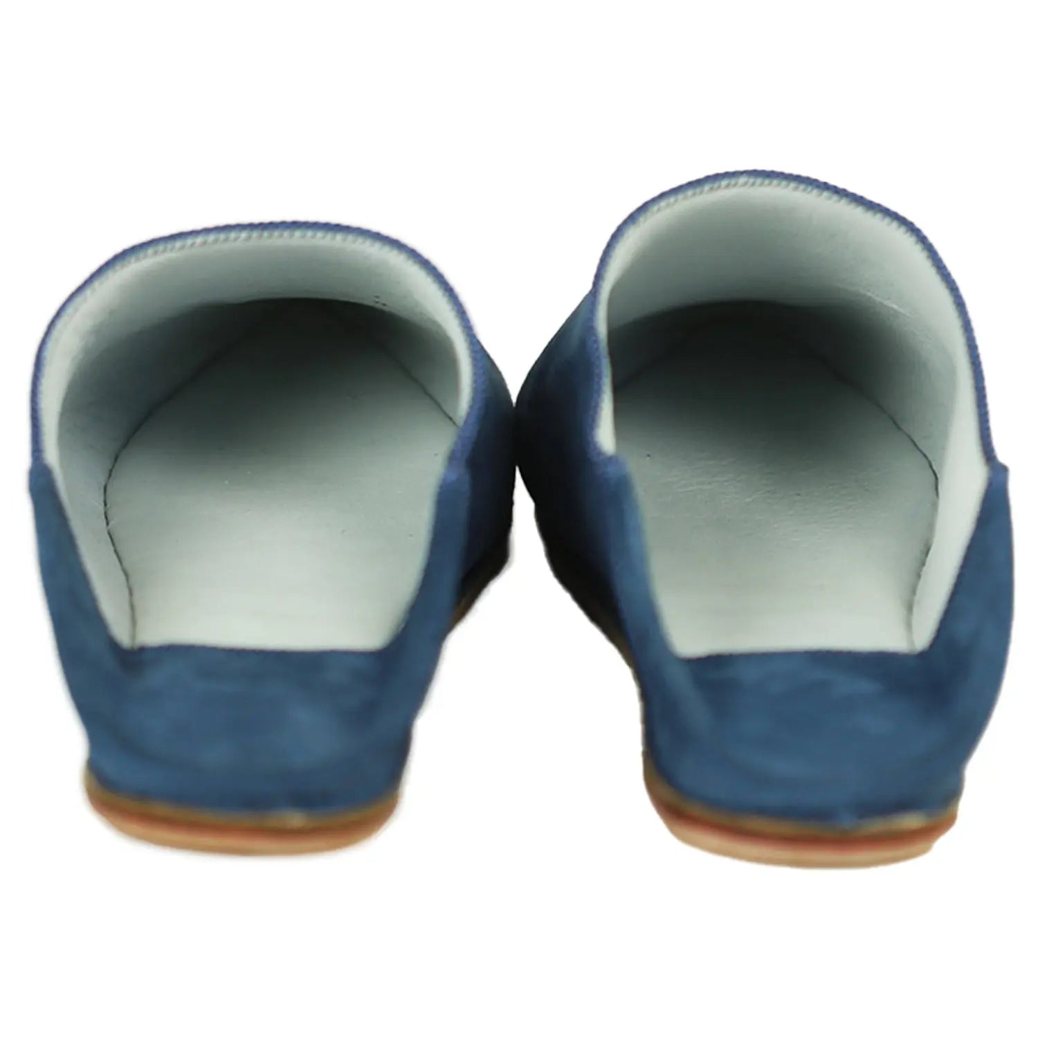 Zapatillas de hombre de piel de ante azul con puntera puntiaguda y