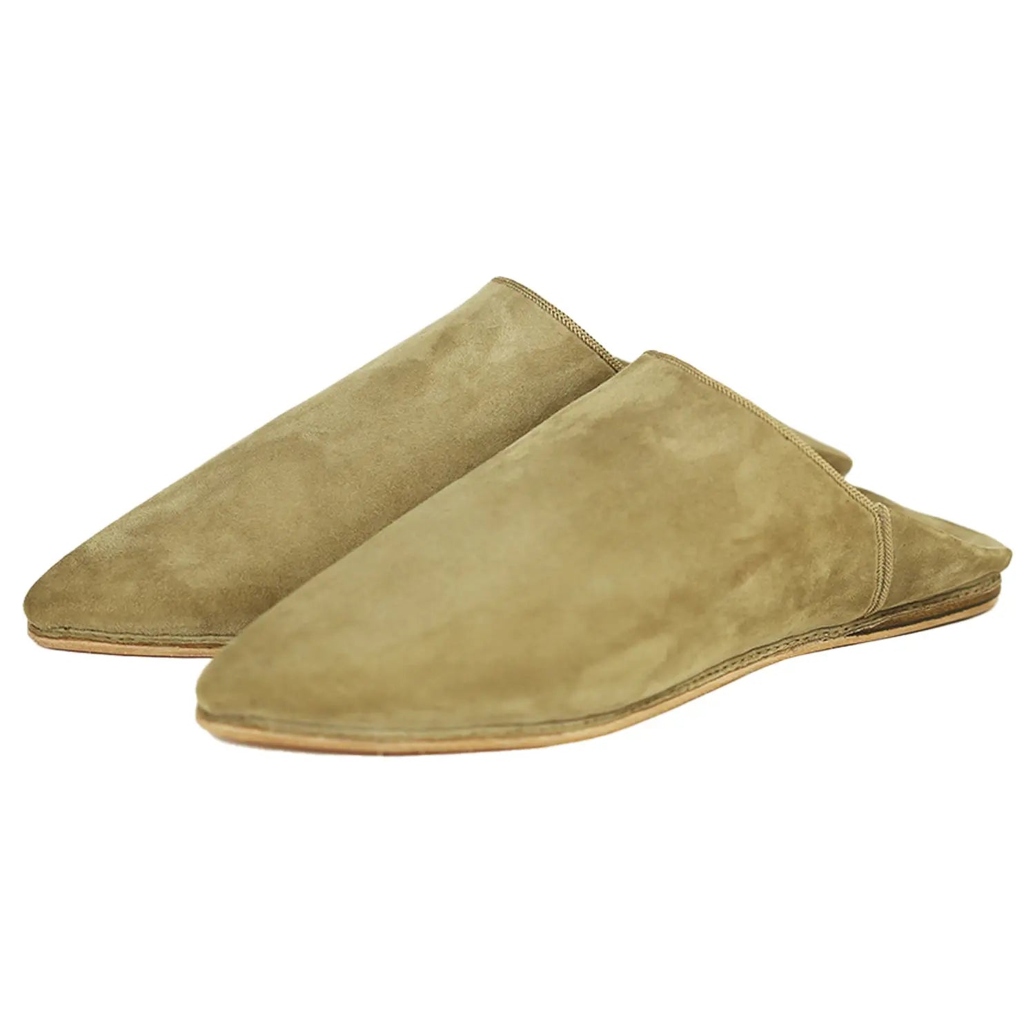 Men's Pointed Suede Camel Moroccan Babouches Leather Slippers Biyadina Store