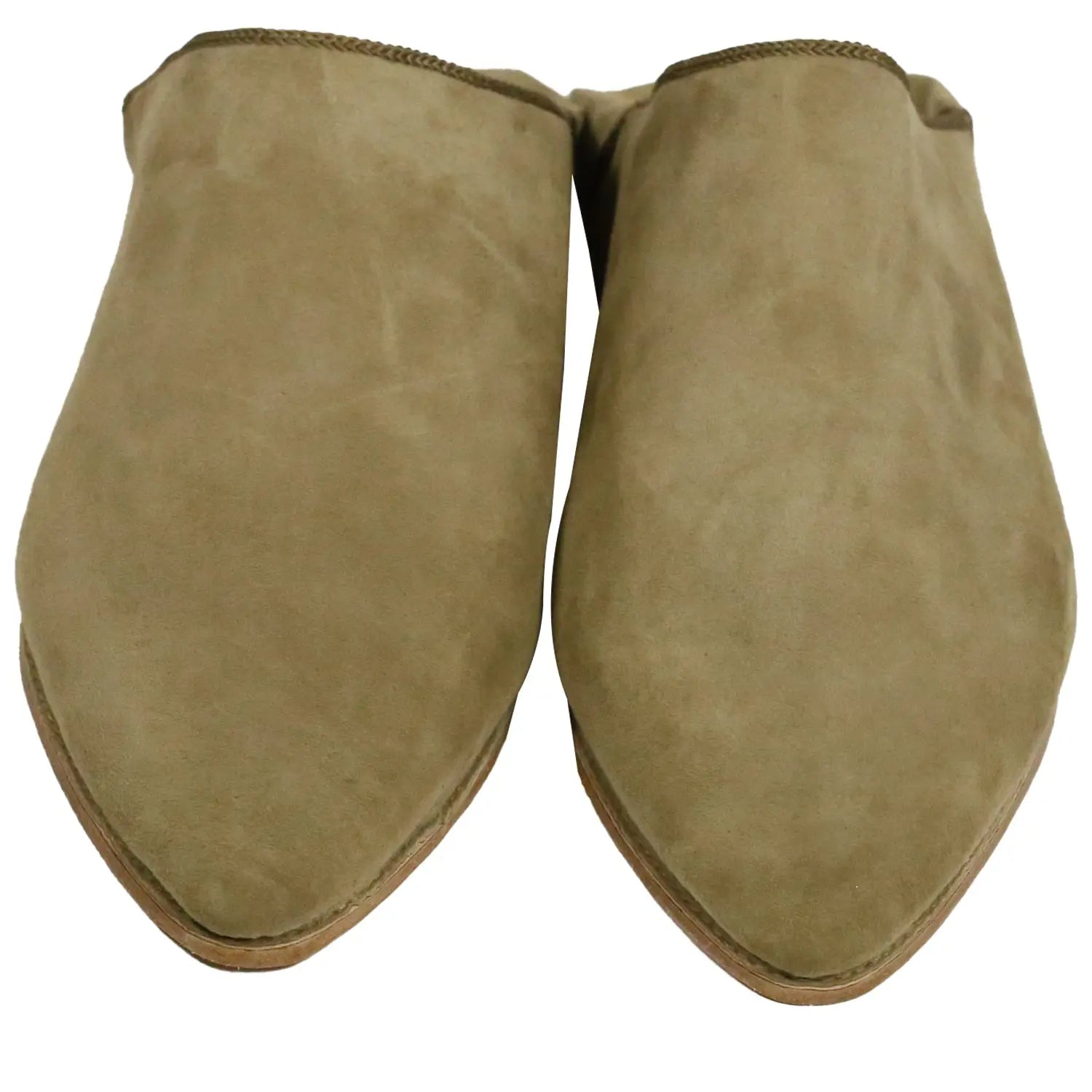 Men's Suede Beige Moroccan Babouches Leather Slippers Biyadina Store