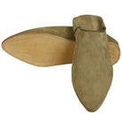 Men's Suede Beige Moroccan Babouches Leather Slippers Biyadina Store