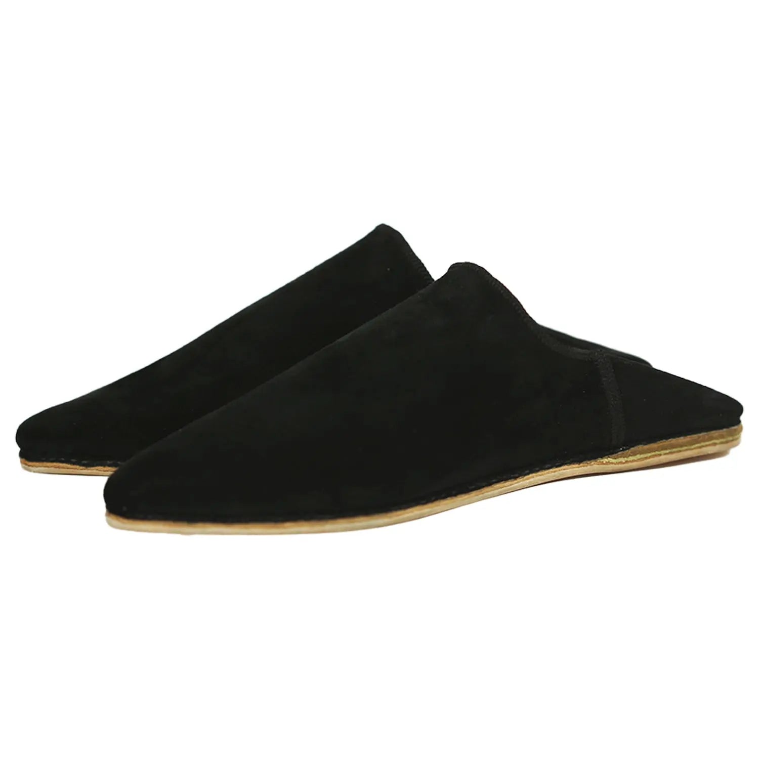 Men's Suede Black Moroccan Babouches Leather Slippers Biyadina Store