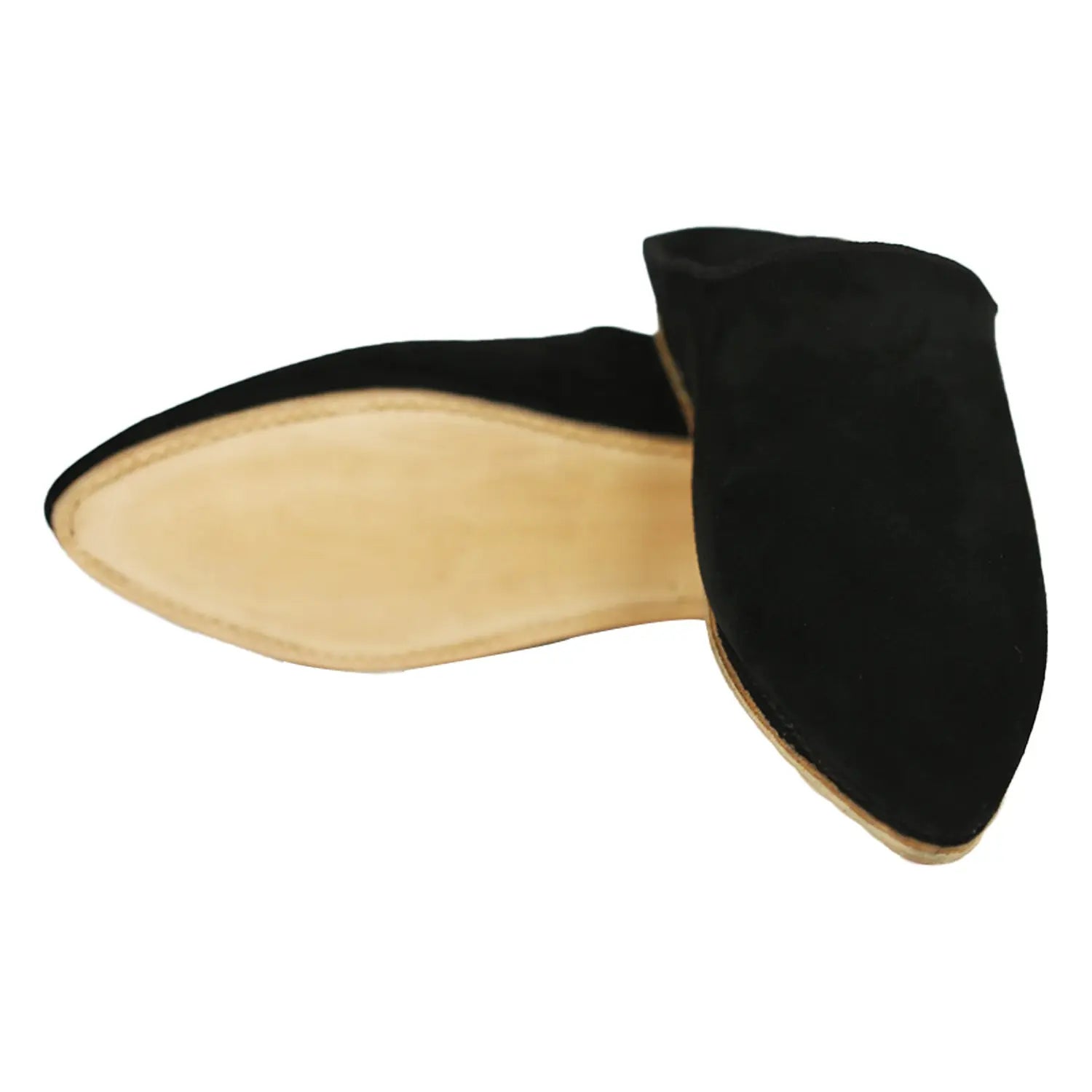 Men's Suede Black Moroccan Babouches Leather Slippers Biyadina Store