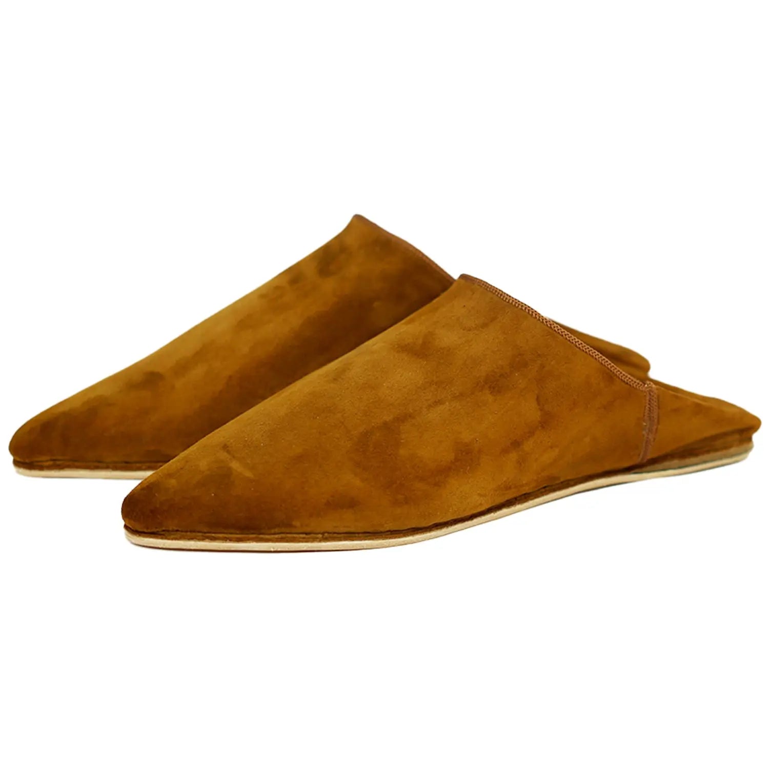 Men's Suede Brown Moroccan Babouches Leather Slippers Biyadina Store