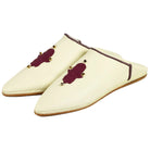 Men's White Morocco Slippers with Red Moroccan Babouches Leather Slippers Biyadina Store