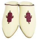 Men's White Morocco Slippers with Red Moroccan Babouches Leather Slippers Biyadina Store