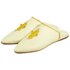 Men's White Morocco Slippers with Yellow Moroccan Babouches Leather Slippers Biyadina Store