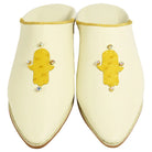 Men's White Morocco Slippers with Yellow Moroccan Babouches Leather Slippers Biyadina Store