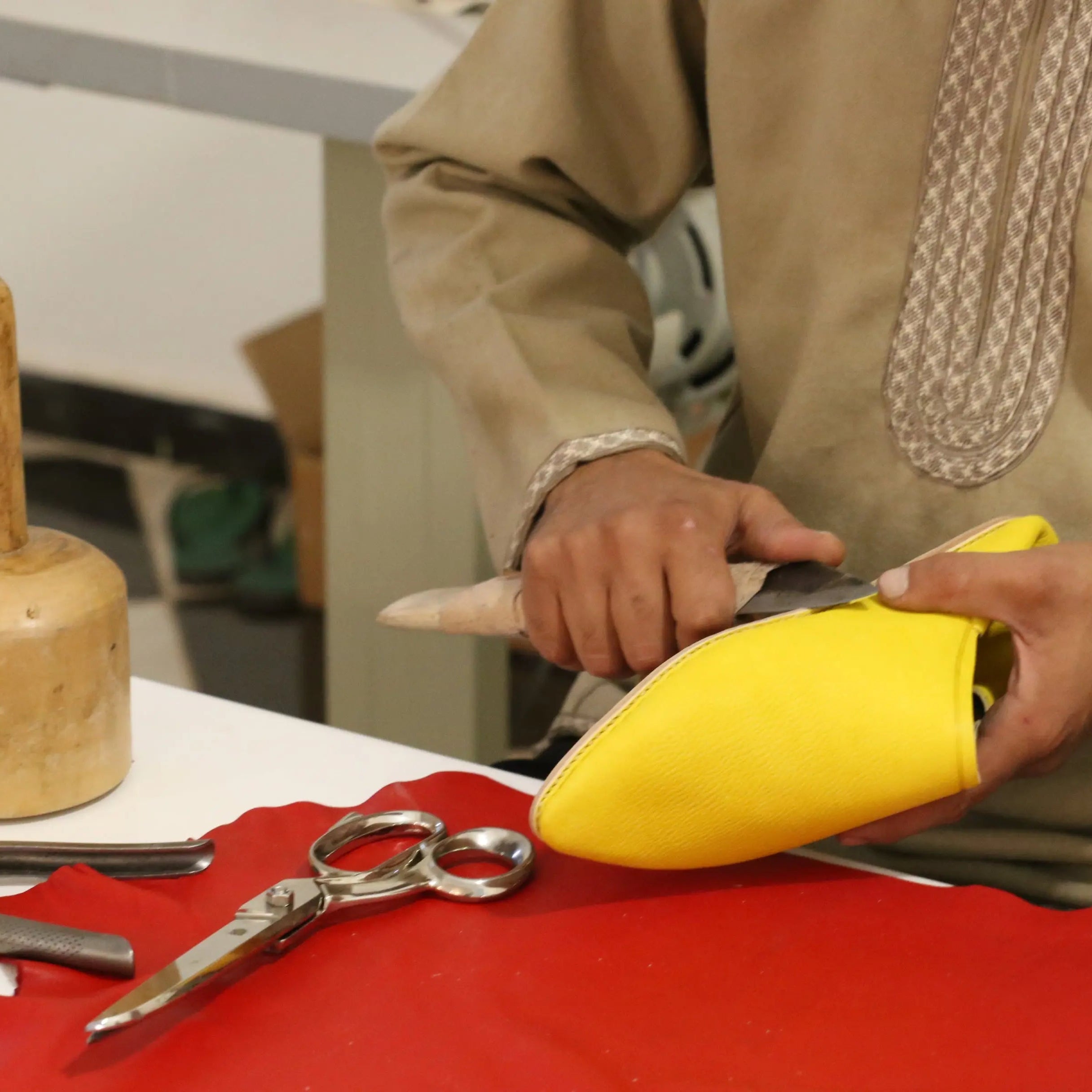 Moroccan Handmade Yellow Leather Slippers Biyadina Store