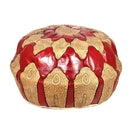 Multicolor Moroccan Genuine Leather Round Pouf Ottoman Biyadina Store