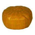 Multicolor Moroccan Genuine Leather Round Pouf Ottoman Orange Moroccan pouf ottoman Biyadina Store