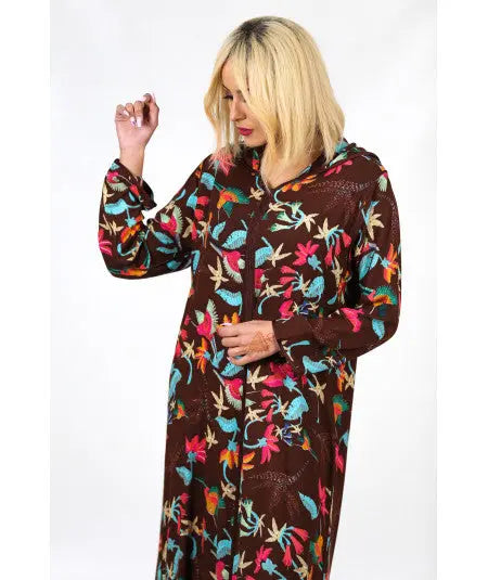 Multicolored djellaba with brown sfifa Biyadina Store