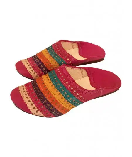 Multicolored leather and wool slippers Biyadina Store