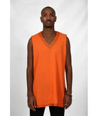 Orange tank tunic without sleeves Biyadina Store