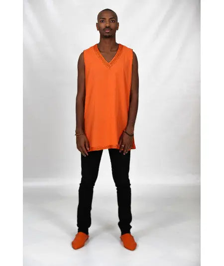 Orange tank tunic without sleeves Biyadina Store