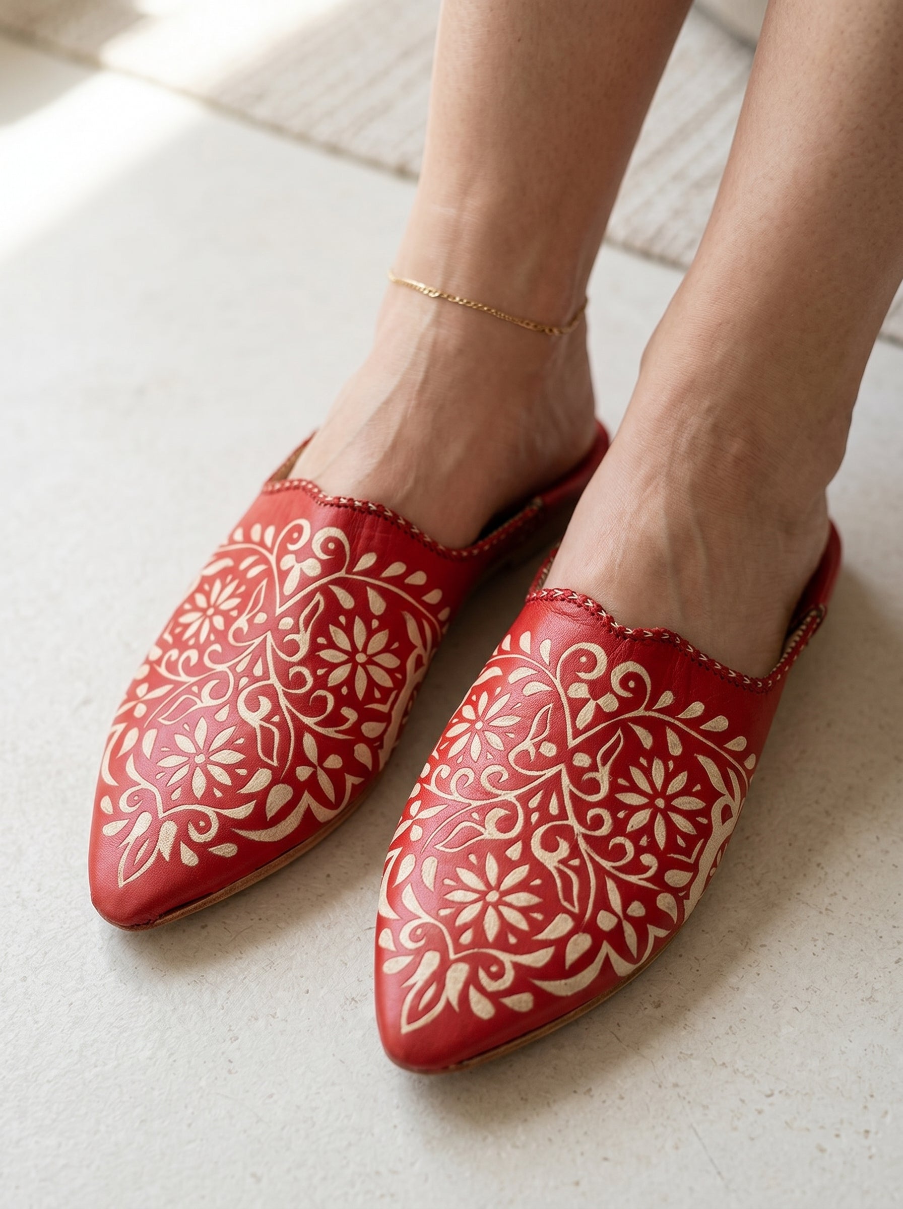 Handmade Leather Slippers Engraved with Moroccan Patterns