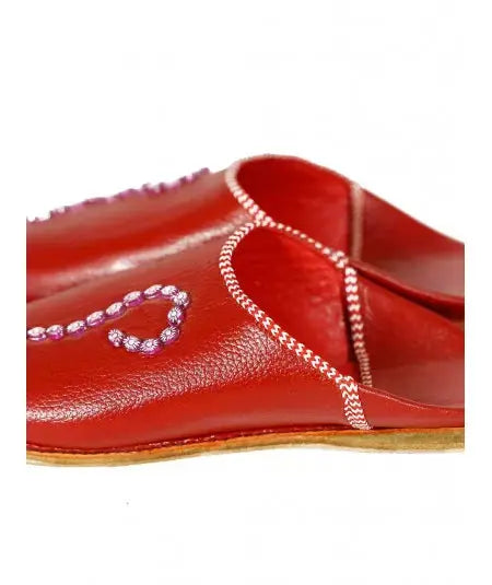 Pointed leather slipper decorated with patterns Biyadina Store