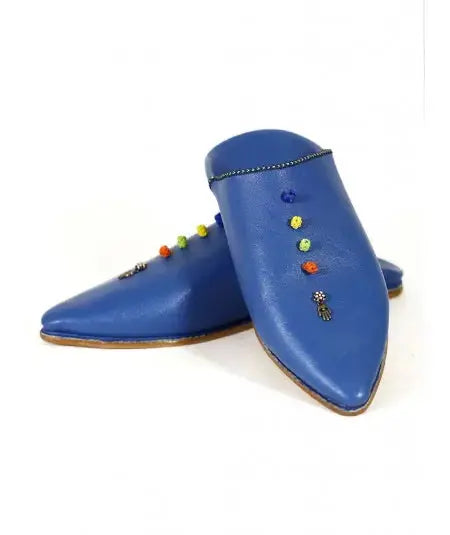 Pointed leather slipper decorated with pearls Biyadina Store