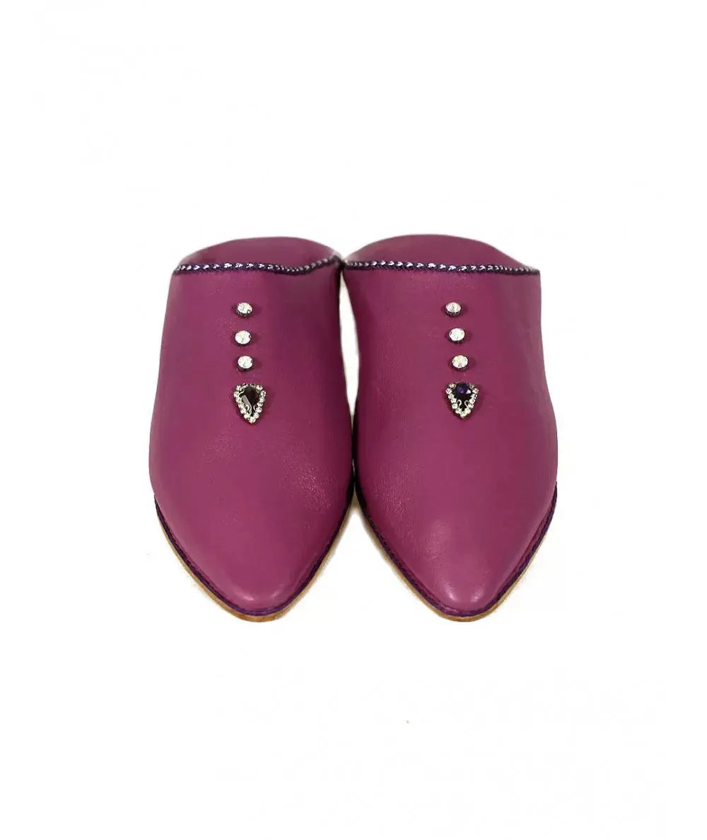 Pointed leather slipper decorated with pearls Biyadina Store