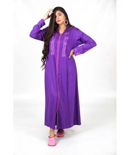 Purple Djellaba with tarz Biyadina Store