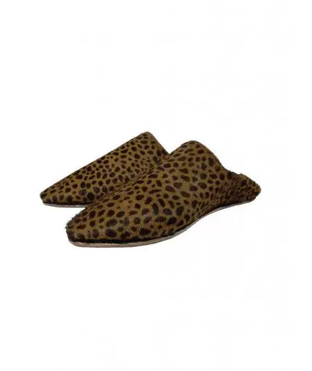 Slippers in leopard print leather Biyadina Store