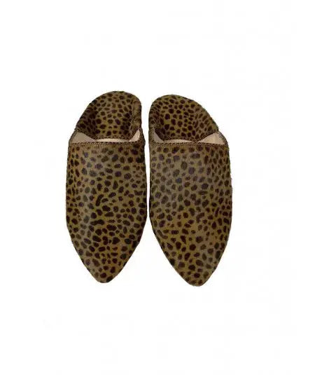 Slippers in leopard print leather Biyadina Store