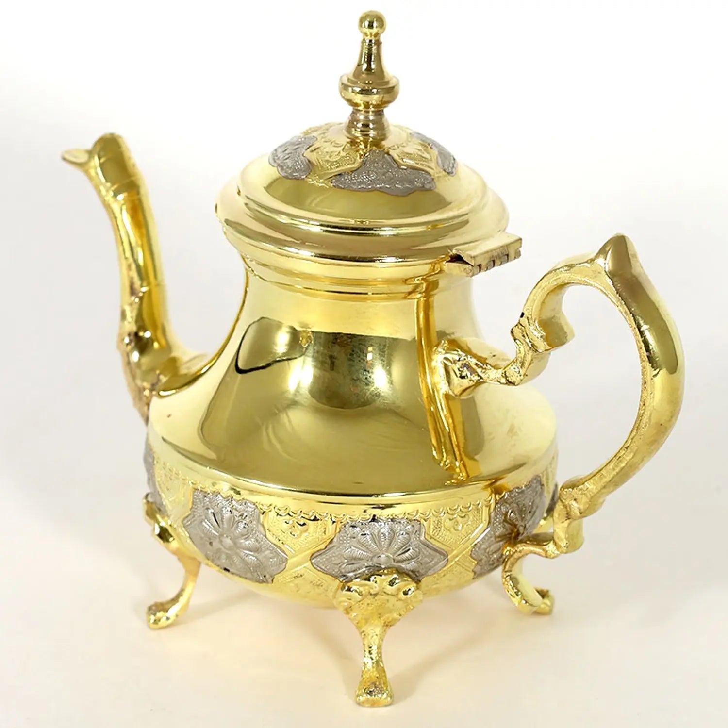 Traditional Moroccan Teapot - Handcrafted Gold Copper - Theiere Dore N°22 - 24 X 24 X 15 - Ideal for Mint Tea & Herbal Infusions - Biyadina Store Biyadina Store