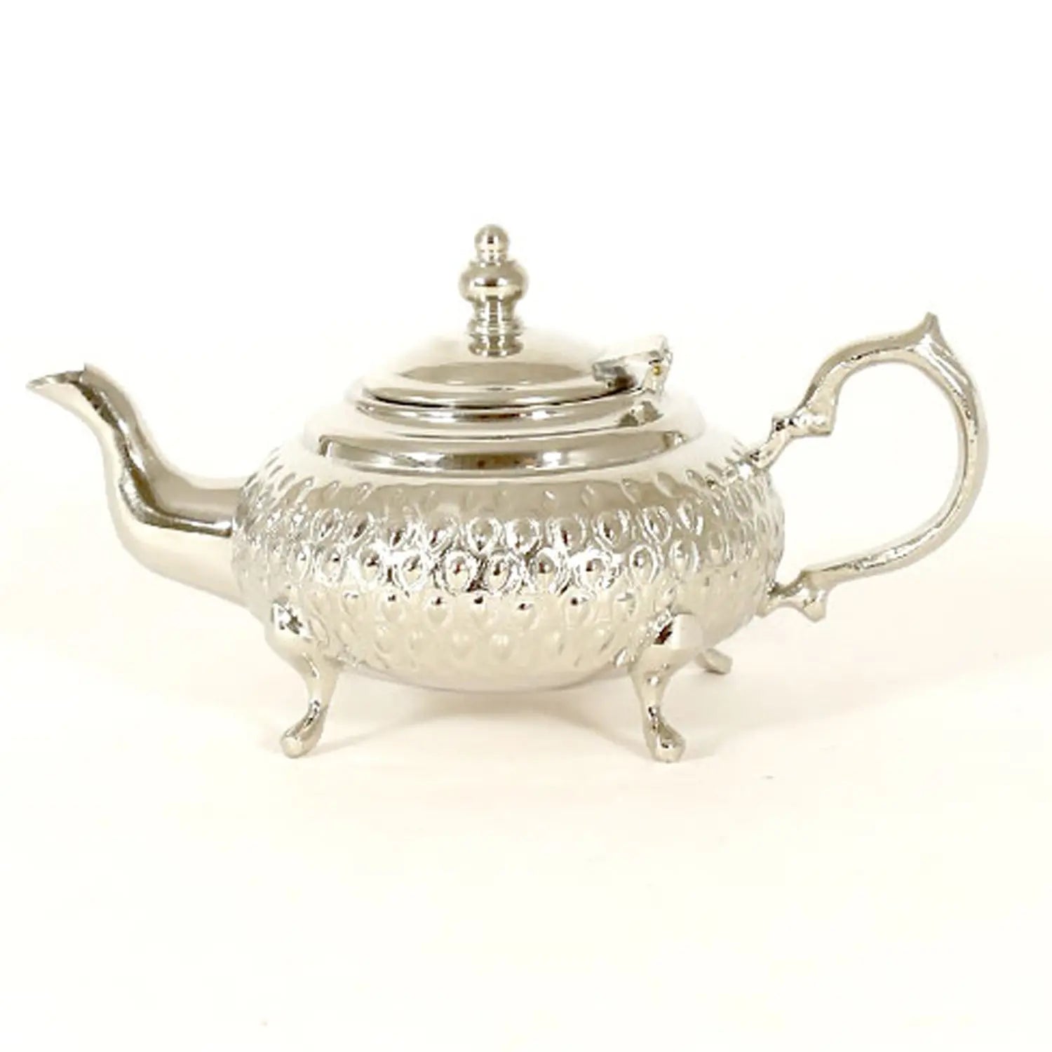 Traditional Moroccan Teapot - Handcrafted Silver Copper - Theiere Fakroune - 18.5 X 9.5 X 10 - BiyadinaStore - Piriform Shape with Engravings Biyadina Store