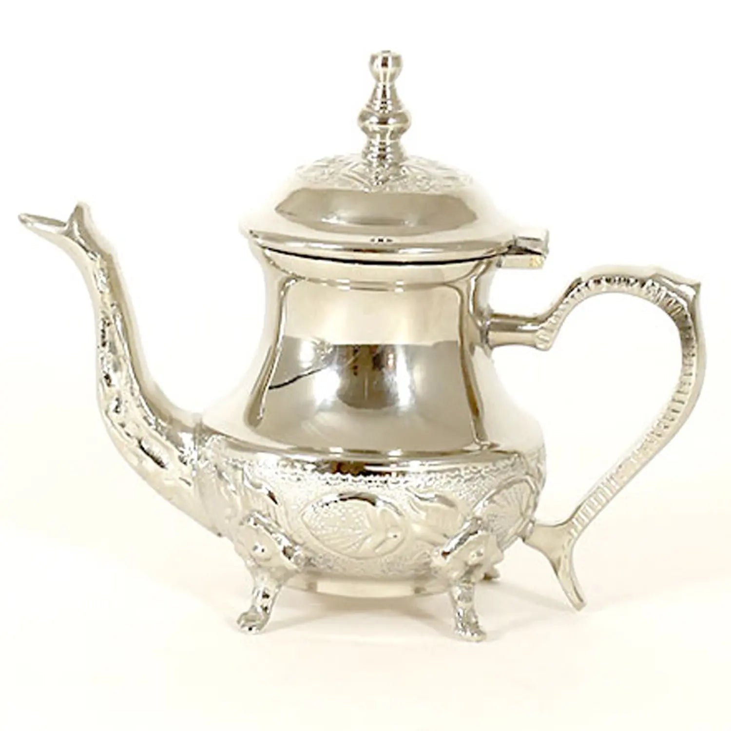 Traditional Moroccan Teapot - Handcrafted Silver Copper - Theiere N°16 - 18.5 X 14.5 X 9.5 - BiyadinaStore - Ideal for Mint Tea Biyadina Store