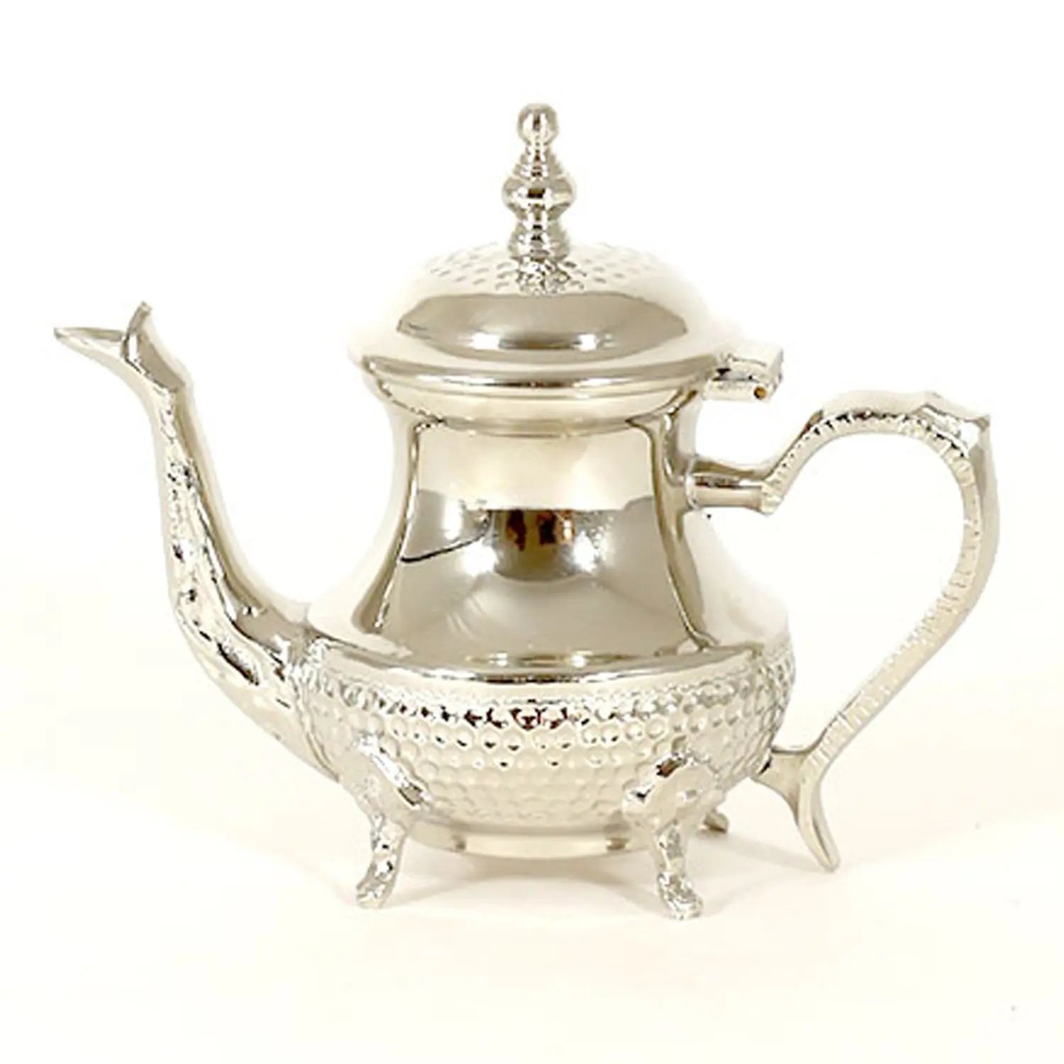 Traditional Moroccan Teapot - Handcrafted Silver Copper - Theiere N°16 - 18.5 X 14.5 X 9.5 - BiyadinaStore - Piriform Shape with Engravings Biyadina Store