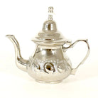 Traditional Moroccan Teapot - Handcrafted Silver Copper - Theiere N°16 - 18.5 X 16.5 X 10 - Piriform Shape with Engravings Biyadina Store