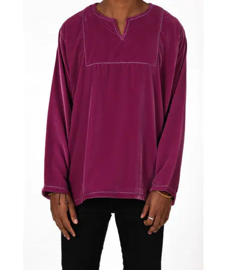 Tunic in purple velvet Biyadina Store