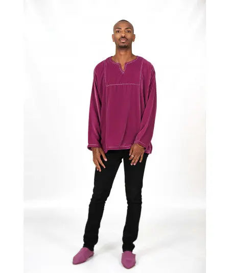 Tunic in purple velvet Biyadina Store