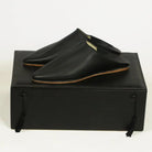 Unisex Handmade Black Leather Slippers Biyadina Store