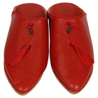 Women's Cuir Deco Chochia Red Moroccan Babouches Leather Slippers Biyadina Store