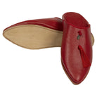 Women's Cuir Deco Chochia Red Moroccan Babouches Leather Slippers Biyadina Store