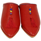 Women's Deco Chochia Red Moroccan Babouches Leather Slippers Biyadina Store