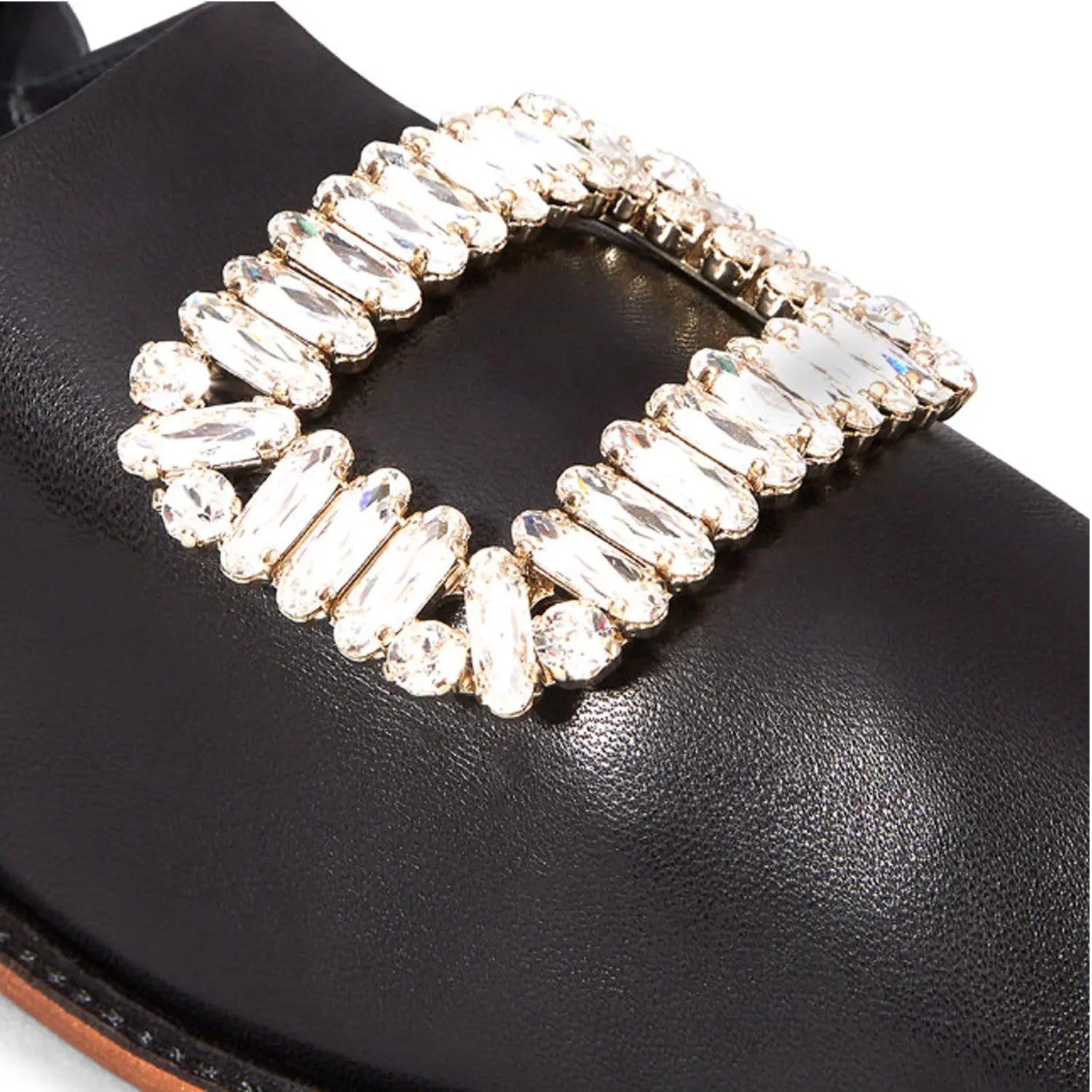 Women's Embellished Fold Over Mule Black Moroccan Babouches Leather Slippers Biyadina Store