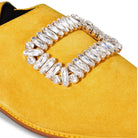 Women's Embellished Fold Over Mule Yellow Moroccan Babouches Leather Slippers Biyadina Store