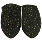 Women's Fabric Black Moroccan Babouches Leather Slippers Biyadina Store