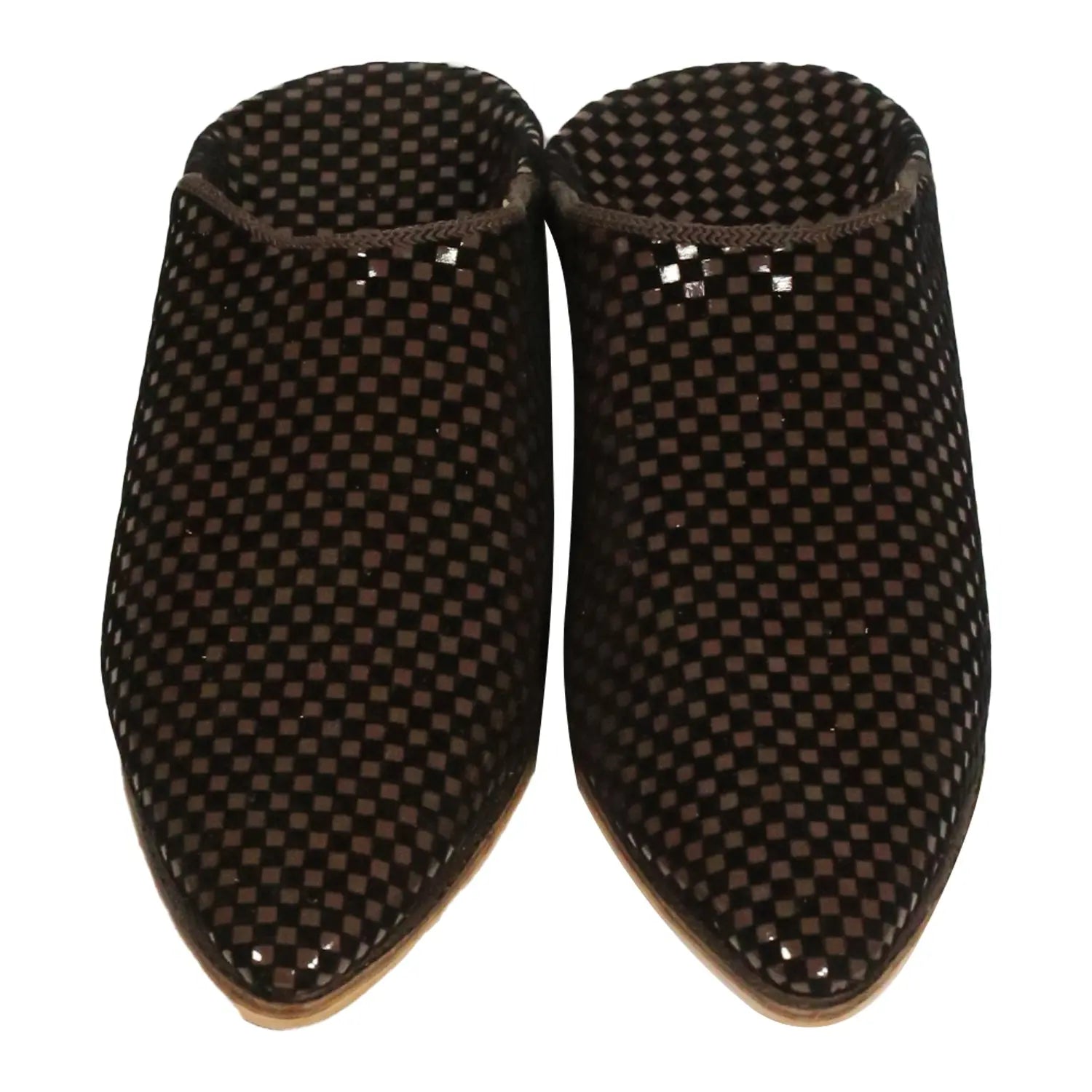 Women's Fabric Brown Moroccan Babouches Leather Slippers Biyadina Store