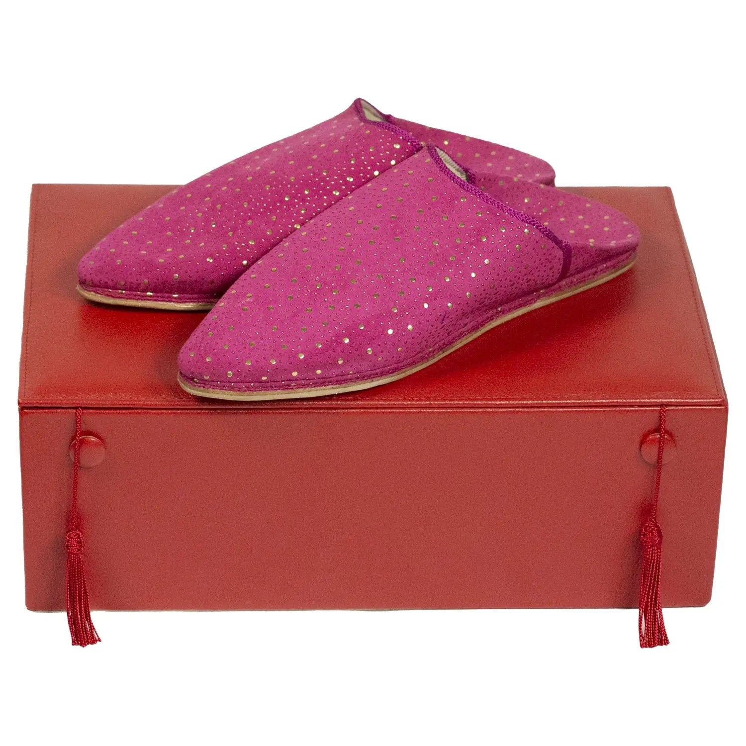 Women's Fabric Pink Moroccan Babouches Leather Slippers Biyadina Store