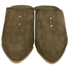 Women's Suede Pearls Beige Moroccan Babouches Leather Slippers Biyadina Store