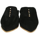 Women's Suede Pearls Black Moroccan Babouches Leather Slippers Biyadina Store