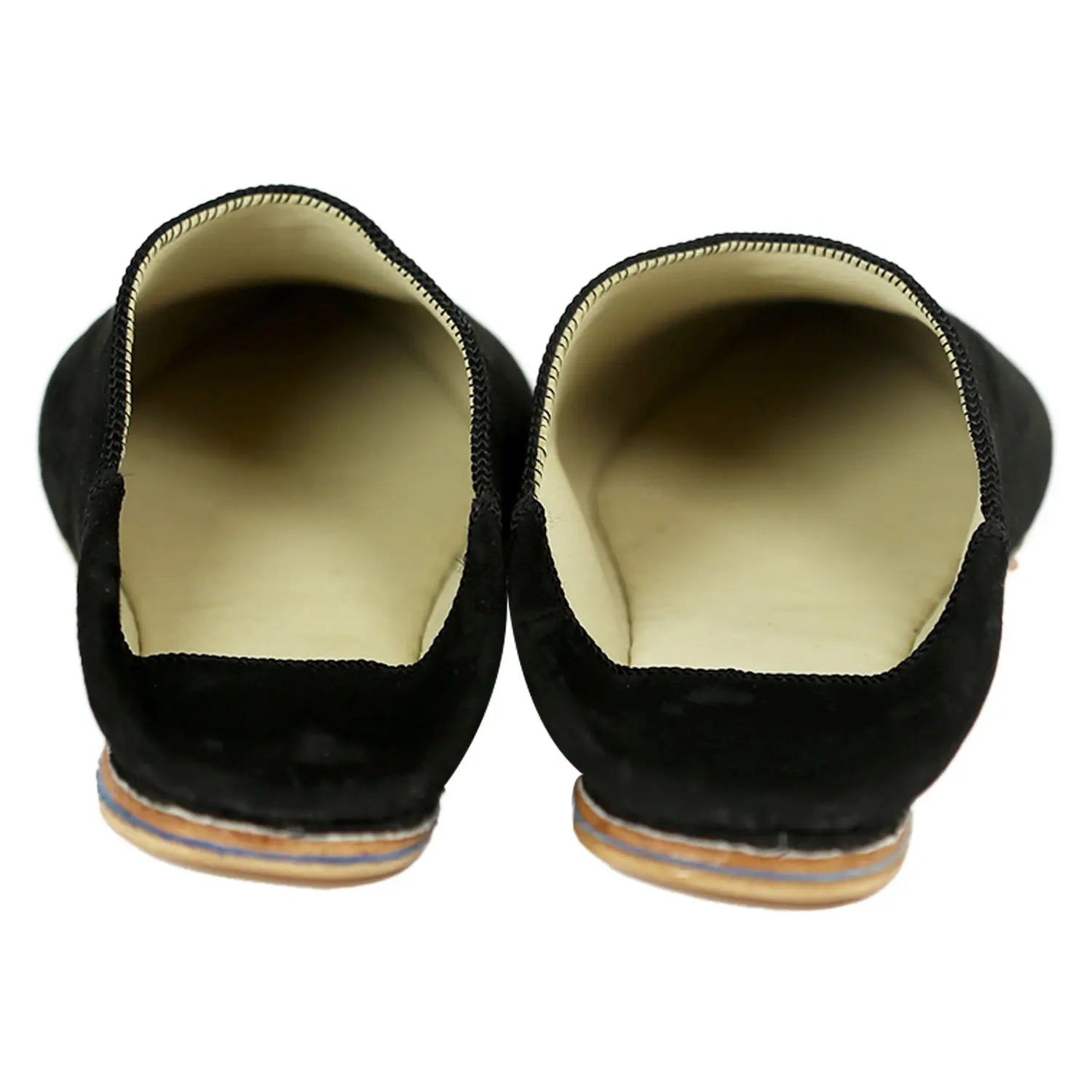 Women's Suede Pearls Black Moroccan Babouches Leather Slippers Biyadina Store