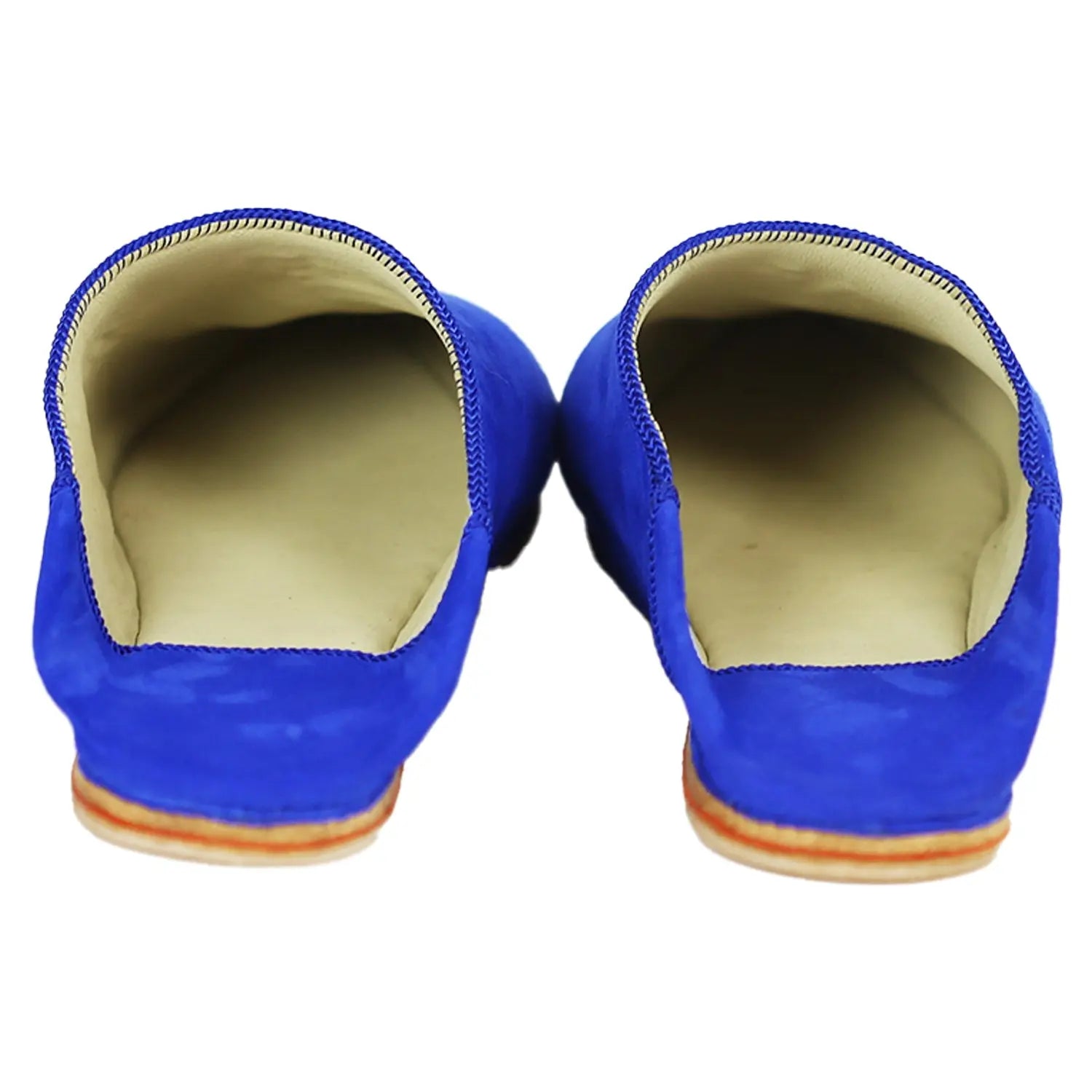 Women's Suede Pearls Blue Moroccan Babouches Leather Slippers Biyadina Store