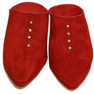 Women's Suede Pearls Red Moroccan Babouches Leather Slippers Biyadina Store