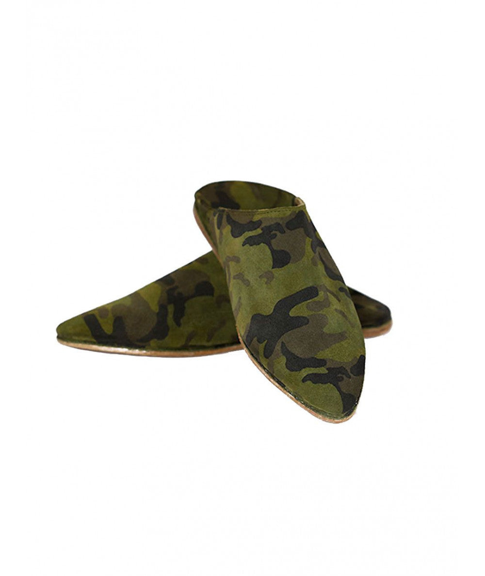 Suede slipper pointed military pattern - Biyadina Store