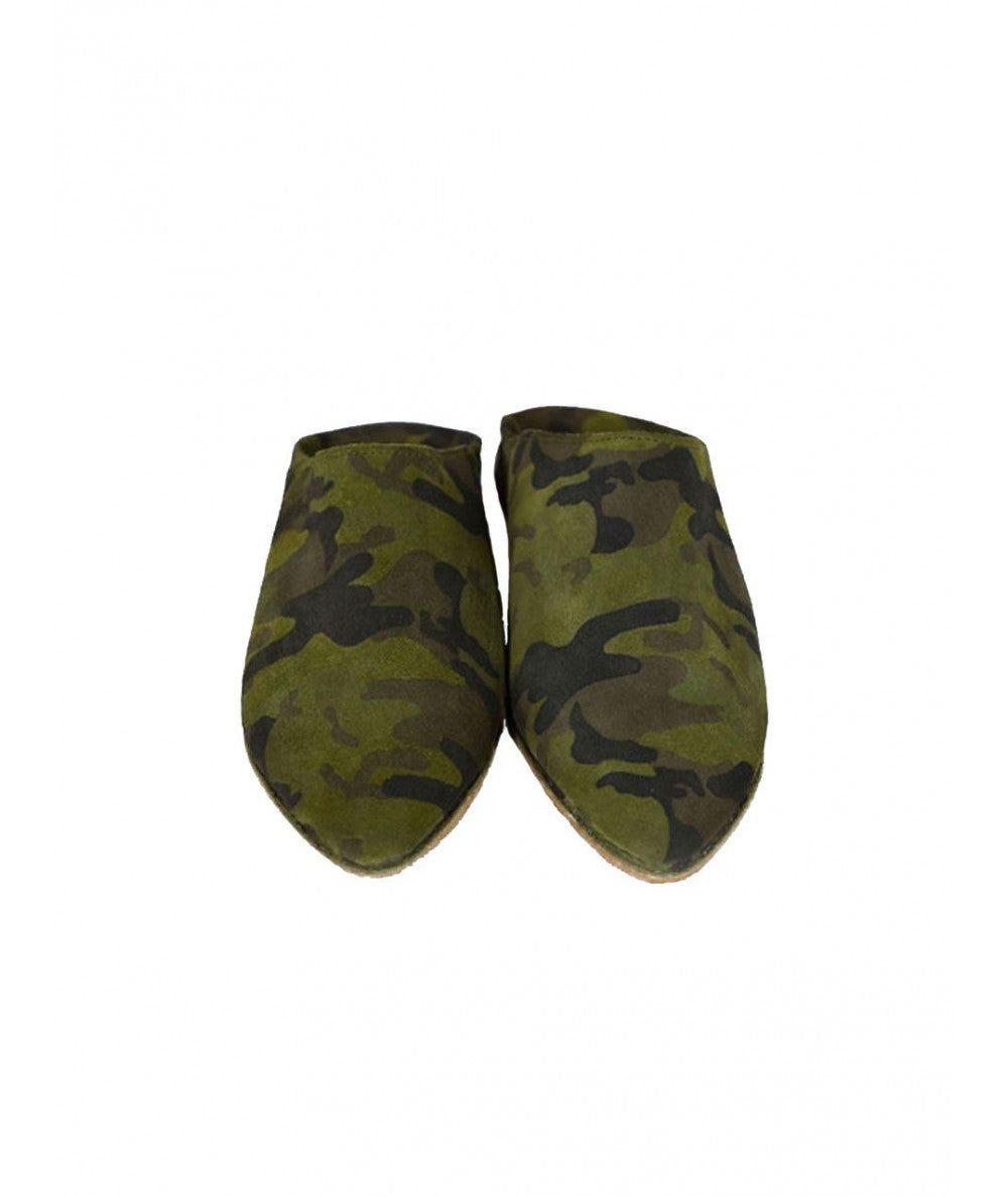 Suede slipper pointed military pattern - Biyadina Store