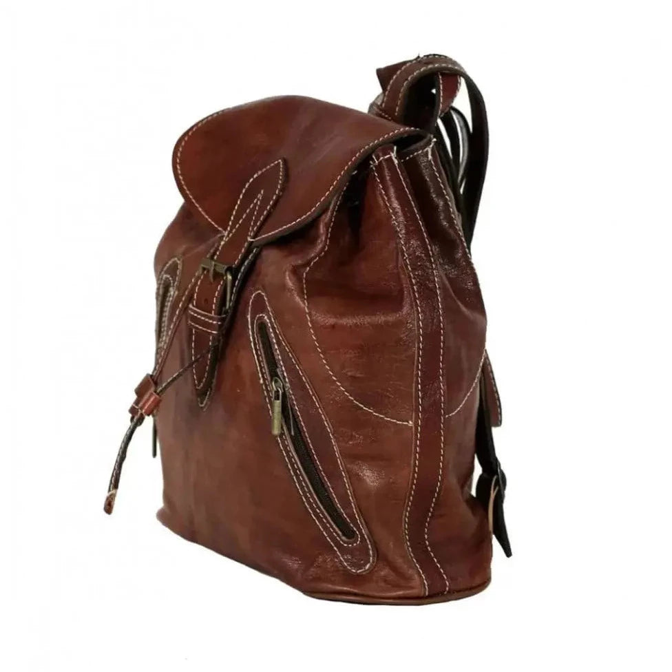 Calfskin Leather Brown Backpack